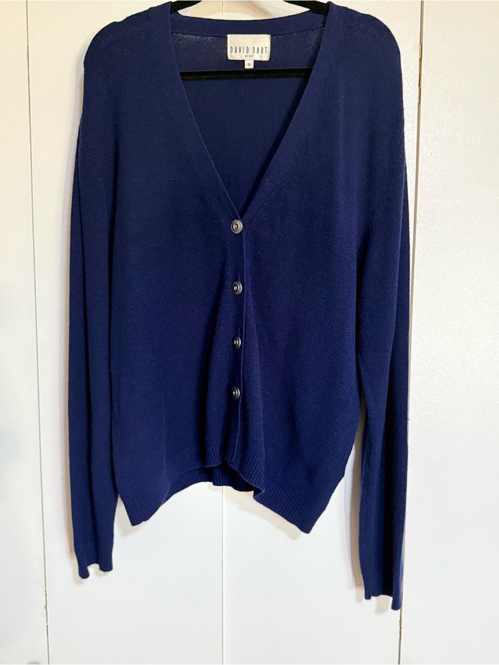 David Dart Navy Cardigan Sweater Oversized Button Front V Neck Soft Knit Small - Picture 2 of 14